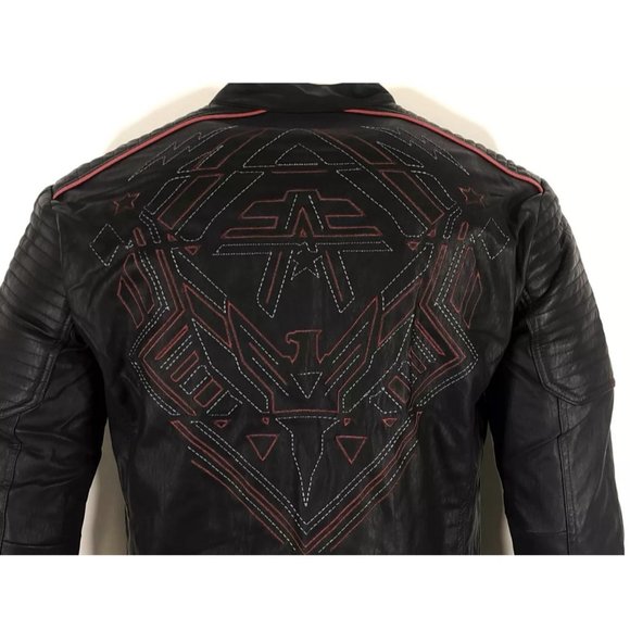 AMERICAN FIGHTER Men's Jacket UNSER Faux Leather Hooded Biker Black - Picture 6 of 12